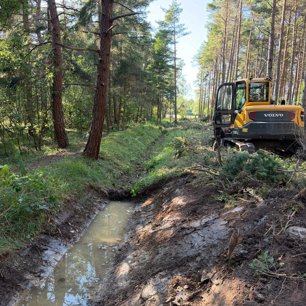 Gotland Grand National 2026 - Volvo ECR88D jobbar med avrinning och dikning