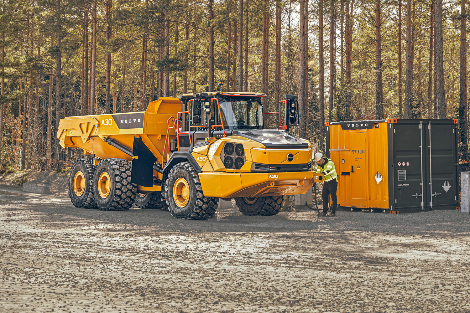 Volvo A30 Electric dumper och Volvo PU500 batterienergilaget (BESS)
