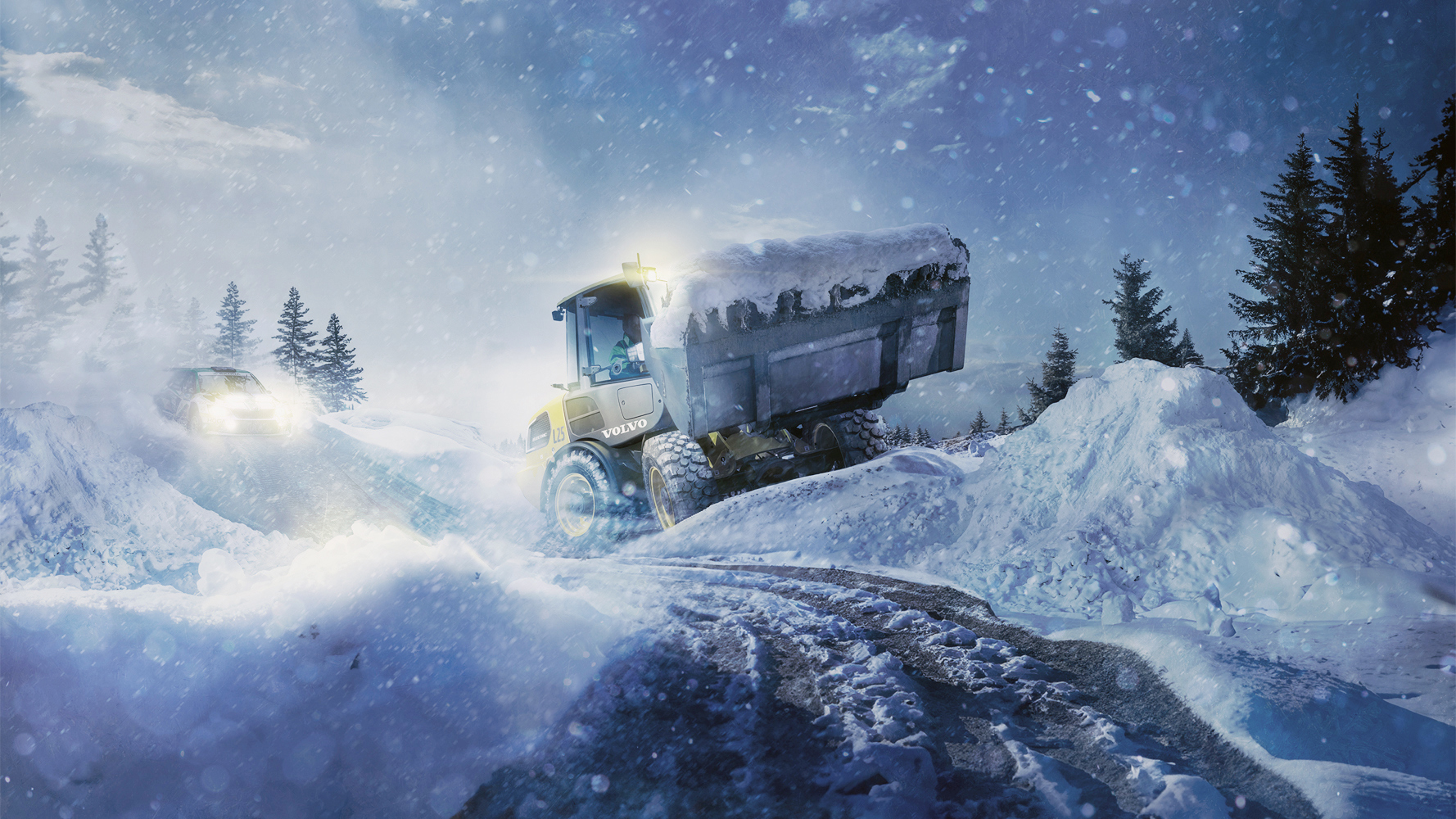 Volvo L25 Electric hjulllastare i arbete p&aring; Rally Sweden