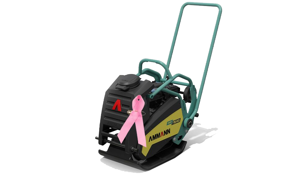 Amman APF 15/40 vibroplatta - markvibrator - padda till f&ouml;rm&aring;n f&ouml;r Br&ouml;stcancerf&ouml;rbundet - rosa bandet